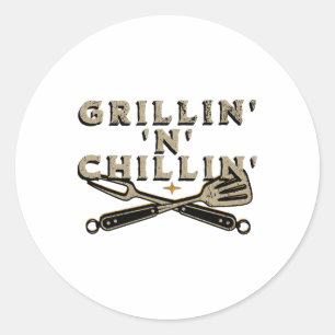 Grillen und Rauchen im Freiland von Byrbecue n' C Runder Aufkleber
