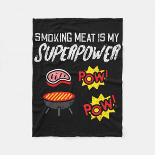 Grillen von Fleisch Meine Superkraft Bbq Barbecue  Fleecedecke