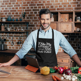 Grillen von gepulstem Schweinefleisch Große schwar Schürze