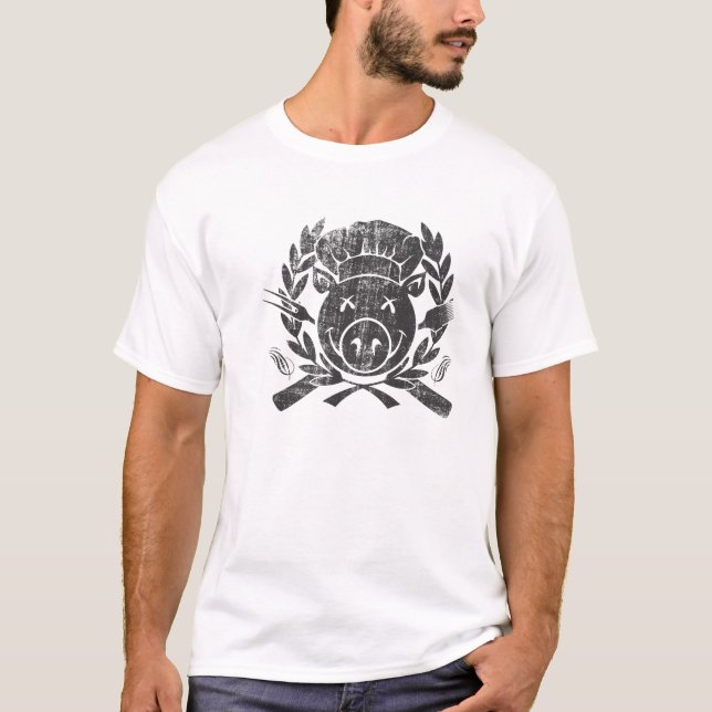 GRILLEN Wappen - getragenes Schwarzes T-Shirt (Vorderseite)