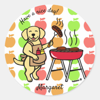 GRILLEN Yellow Labrador Koch Cartoon Runder Aufkleber