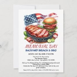 Grillen zum Gedenktag | Patriotisches Backyard-Coo Einladung