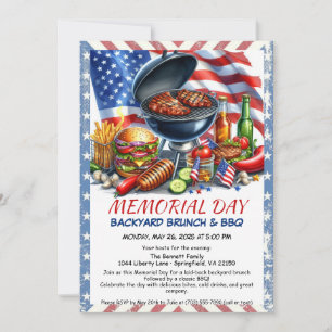 Grillen zum Gedenktag Patriotisches Backyard-Coo Einladung