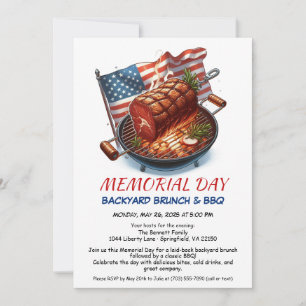 Grillen zum Gedenktag Patriotisches Backyard-Coo Einladung