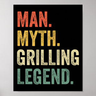 Grillender BBQ Lustiger Mann Mythos Grill-Legende Poster