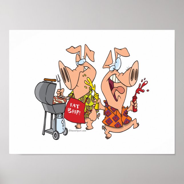 Grillfleisch essen BBQ-Schweine Poster (Vorne)