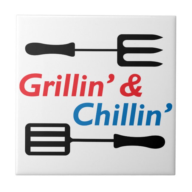 Grillin' & Chillin" Fliese (Vorderseite)