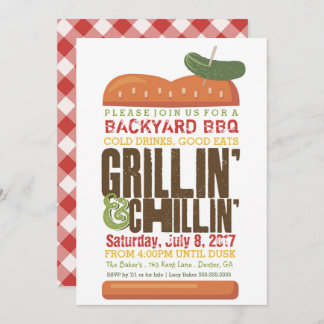 Grillin Chillin GRILLEN Invitation, Burger Barbecu Einladung