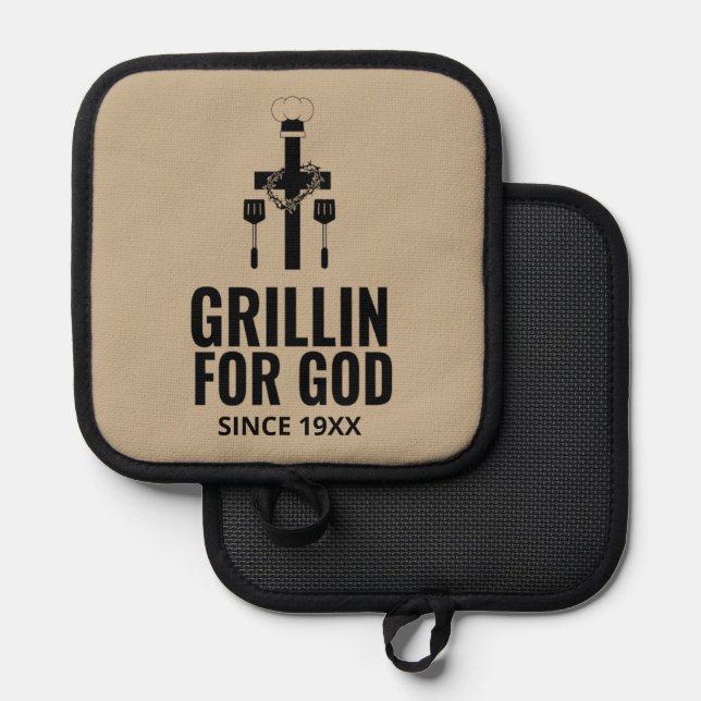 Grillin für den Gott-Pot-Holder Topflappen (Vorderseite/Rückseite)