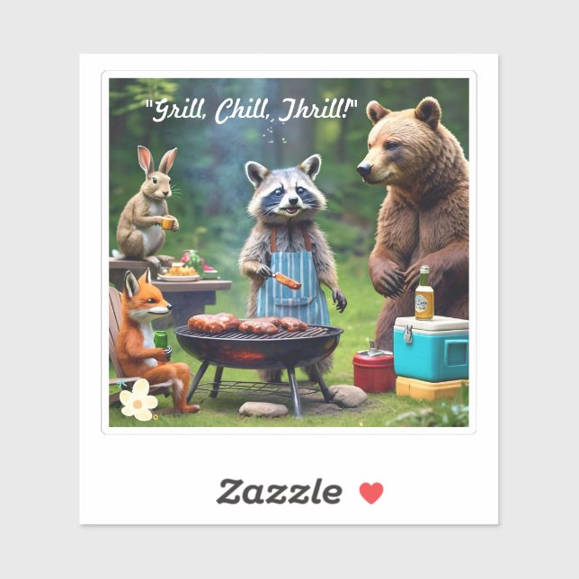 "Grillin" mit Freunden Aufkleber (Blatt)