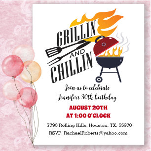 Grillin N Chillin Backyard Cookout GRILLEN Birthda Einladung