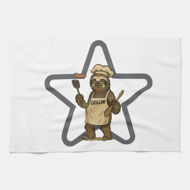 Grillin' Sloth Star Geschirrtuch (Horizontal)