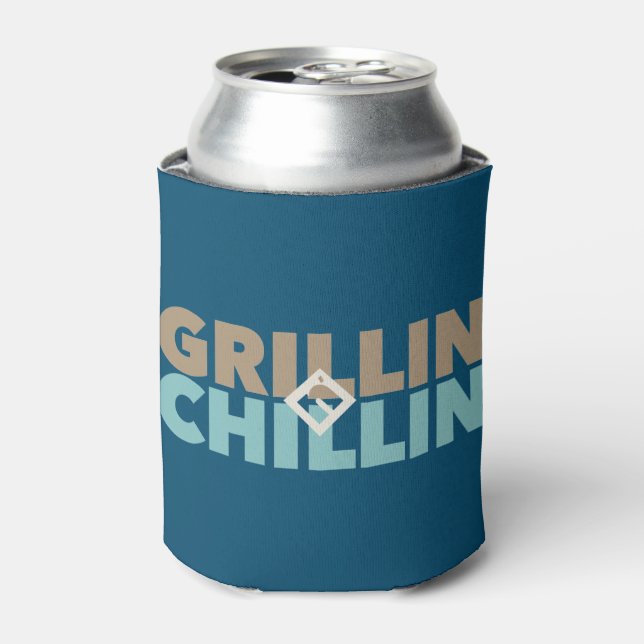Grillin' und Chillin' Personalisiert Dosenkühler (Kanne Vorderseite)