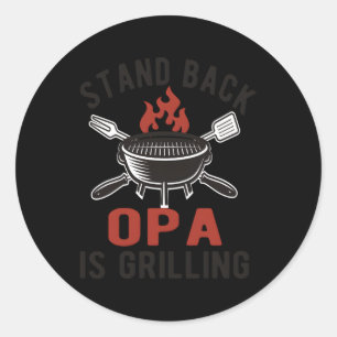 Grilling Opa Grillen Poppa Opa Runder Aufkleber