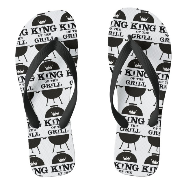 Grillkönig, Schwarz-weiße Krone Flip Flops (Fußbett)
