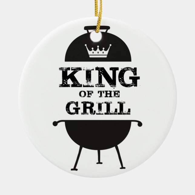Grillkönig, Schwarz-weiße Krone Keramik Ornament (Vorne)