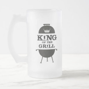 Grillkönig, Schwarz-weiße Krone Mattglas Bierglas
