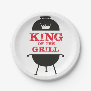 Grillkönig, Schwarz-weiße Kronenrot Pappteller