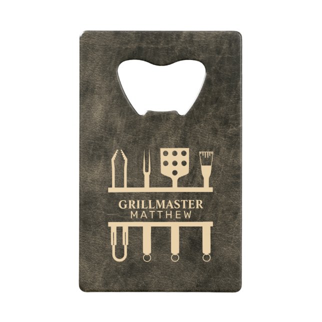 Grillmaster Imitate Leder Klassiker individuelle N Geldbeutel Flaschenöffner (Vorderseite)