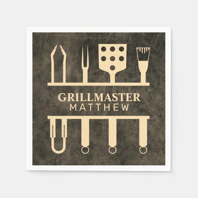 Grillmaster-Imitate Ledername Klassische GRILLEN-T Serviette (Vorderseite)