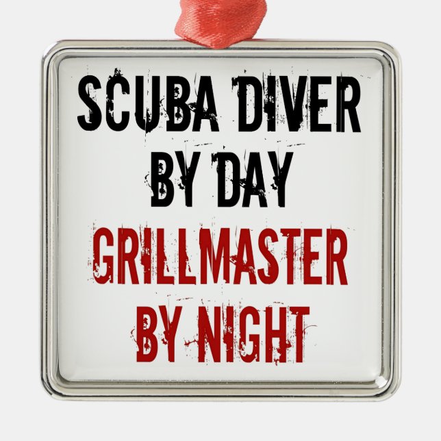 Grillmaster Scuba Diver Ornament Aus Metall (Vorne)