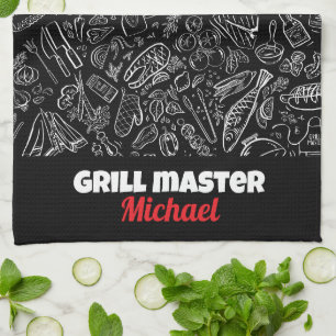 Grillmeister BBQ Foodie Männer Papa Ehemann Geschirrtuch