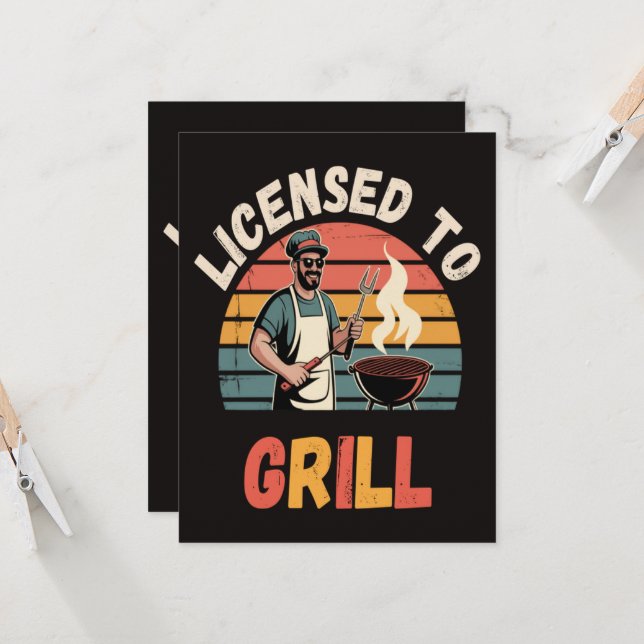 Grillmeister Dad Einladung (Vorderseite/Rückseite Beispiel)