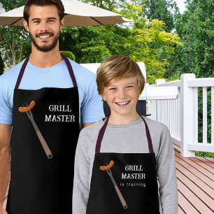 Grillmeister in Ausbildung Vater-Sohn-BBQ Schwarz Schürze