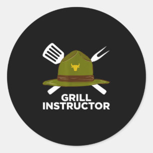 Grillmeister lustiger BBQ-Pitmaster-Grill-Vater Runder Aufkleber