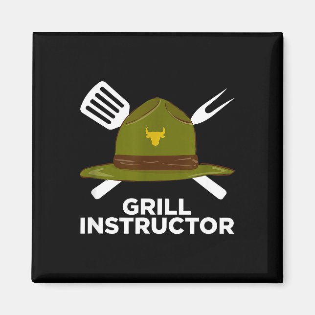 Grillmeister lustiger BBQ-Pitmaster grillender Vat Magnet (Vorne)