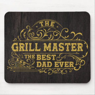 Grillmeister und Bester Vater je Vatertag Schwarz Mousepad