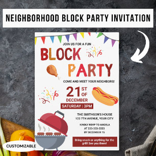 Grillparty Snack Picknick Spaß Nachbar Blockparty Einladung
