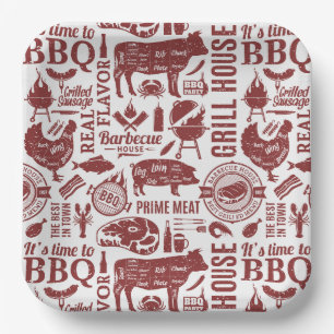 Grillparty-Teller, BBQ-Papierplatten, Partydekorat Pappteller