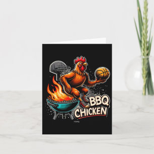 Grillte Grillen Huhn Playing Flaming Basketball Karte