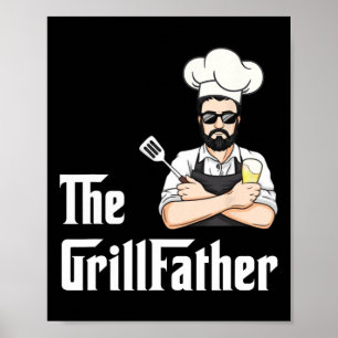 Grillvater BBQ Vater des Tages Barbecue Koch Lusti Poster