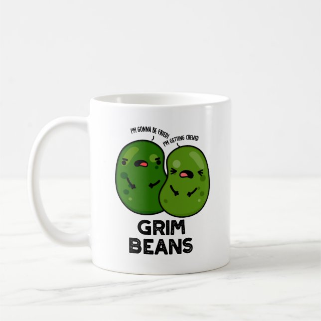 Grim Beans Lustige Gemüse-Wortspiele  Kaffeetasse (Links)