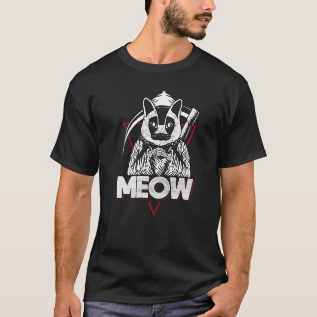 Grim Reaper Cat Weird Kitty T-Shirt (Vorderseite)
