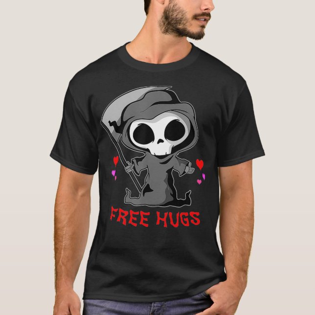 Grim Reaper Death Free Hugs Easy Funny Halloween T-Shirt (Vorderseite)