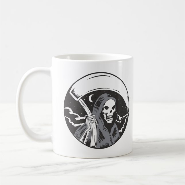 Grim Reaper in the Night - Horror Skull T-Shirt Kaffeetasse (Links)