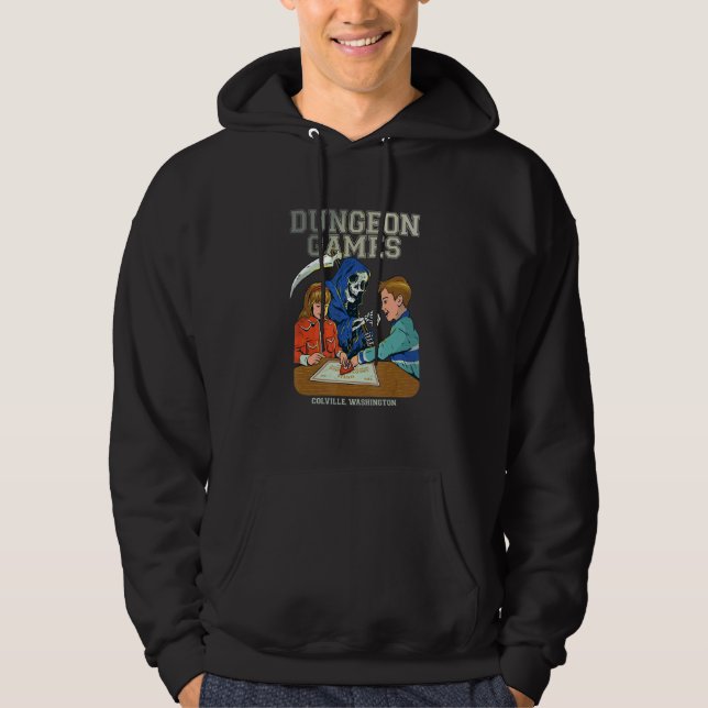 Grim Reaper Playing Board Games with Children Hoodie (Vorderseite)