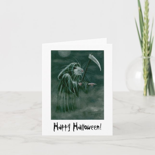 Grim Reaper Rat, Happy Halloween! Karte (Vorderseite)