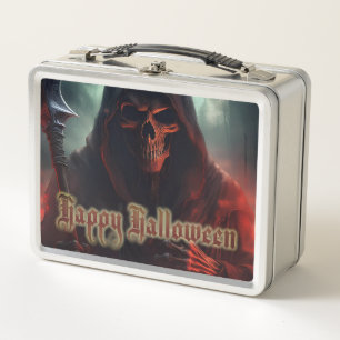 Grim Reaper Totenkopf Halloween Gruselige Kunst Metall Brotdose