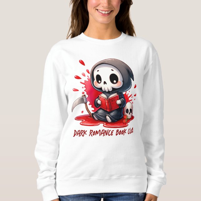 Grim Sensenmann Book Lover, Custom Book Club Sweatshirt (Vorderseite)