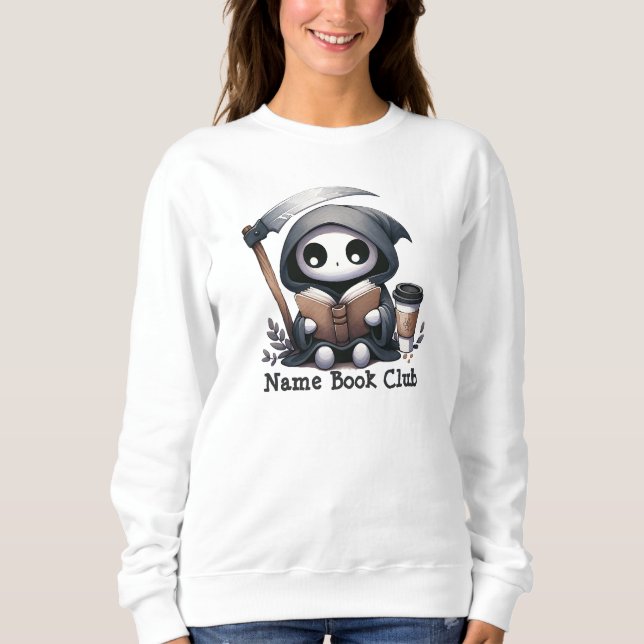 Grim Sensenmann Book Lover, Custom Book Club Sweatshirt (Vorderseite)