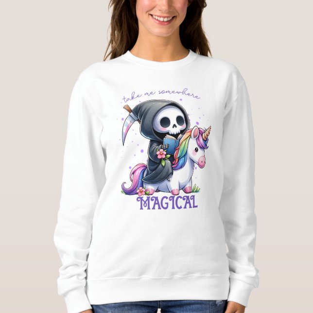 Grim Sensenmann Book Lover, Custom Book Club Sweatshirt (Vorderseite)
