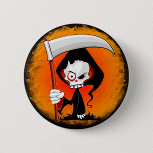 Grim Sensenmann Creepy Funny Cartoon Button