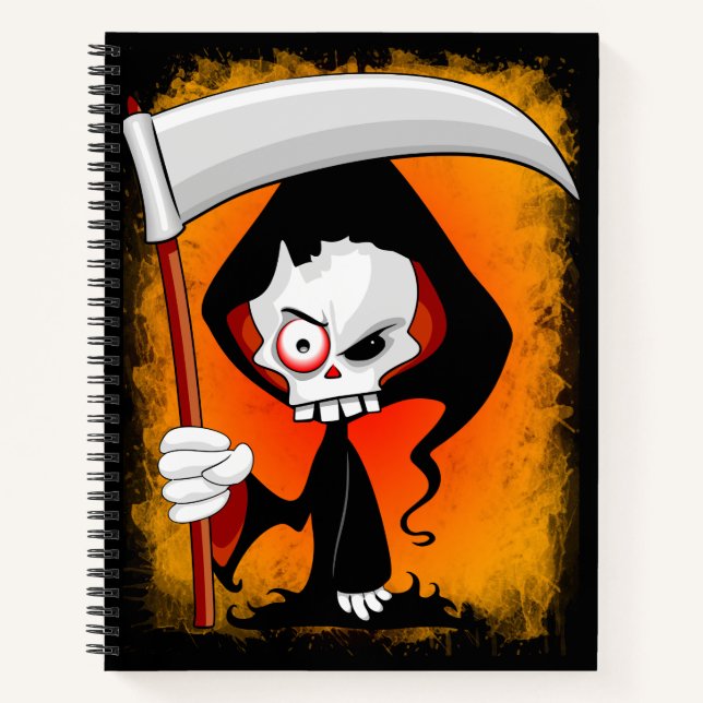 Grim Sensenmann Creepy Funny Cartoon Notebook Notizbuch (Vorderseite)