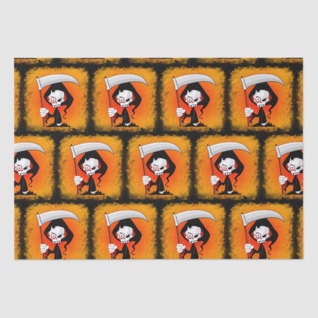 Grim Sensenmann Creepy Funny Cartoon Seidenpapier (Vorderseite)