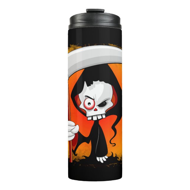 Grim Sensenmann Creepy Funny Cartoon Thermosbecher (Vorderseite)