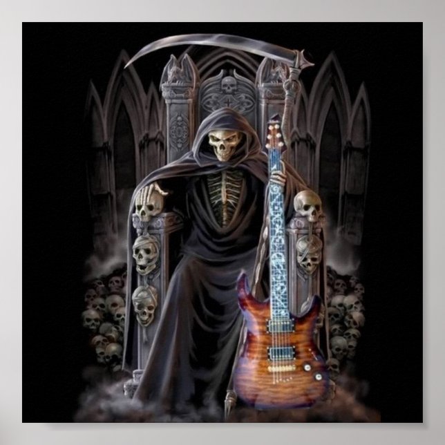 Grim Sensenmann Guitar in Hell Poster (Vorne)